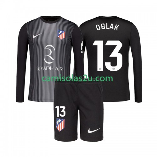 Camisolas de futebol Atlético Madrid Jan Oblak 13 Guarda Redes Criança Equipamento Alternativa 2025/26 Manga Comprida Camisolas de futebol Atlético Madrid Jan Oblak 13 Guarda Redes Criança Equipamento Alternativa 2025/26 Manga Comprida